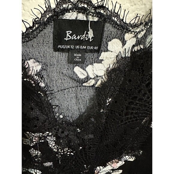 Bardot Dress Size 8/M Womens Floral Adjustable Straps Lace Trim Lightweight Slip - Picture 6 of 7